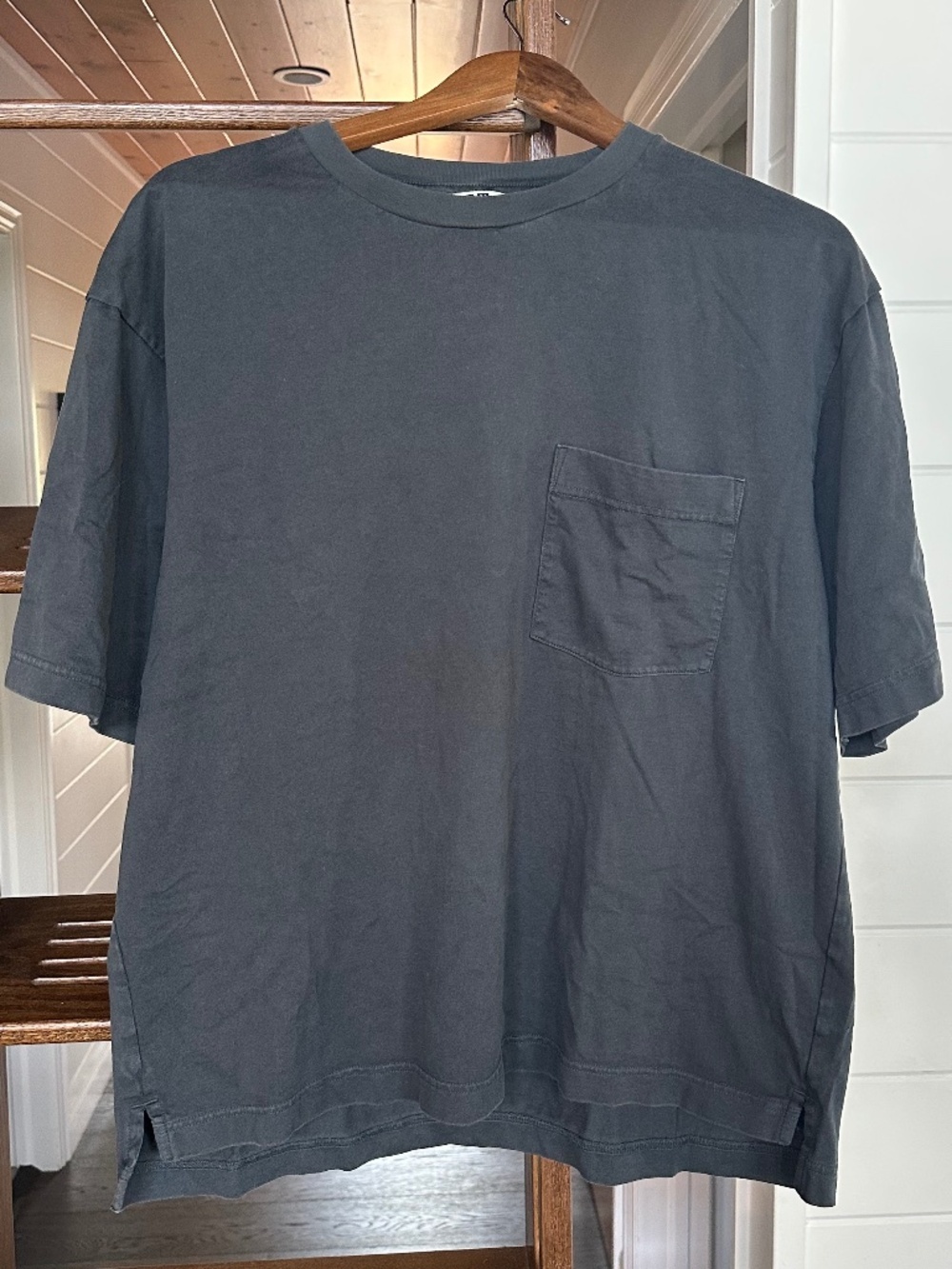 UNIQLO - U Blue-Grey Oversized Crew Neck Short Sleeve T-Shirt - Size L